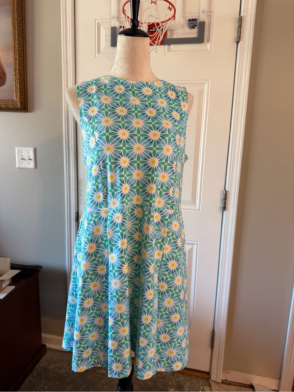 Katherine Way resortwear A line dress geometric daisy flower print size XL